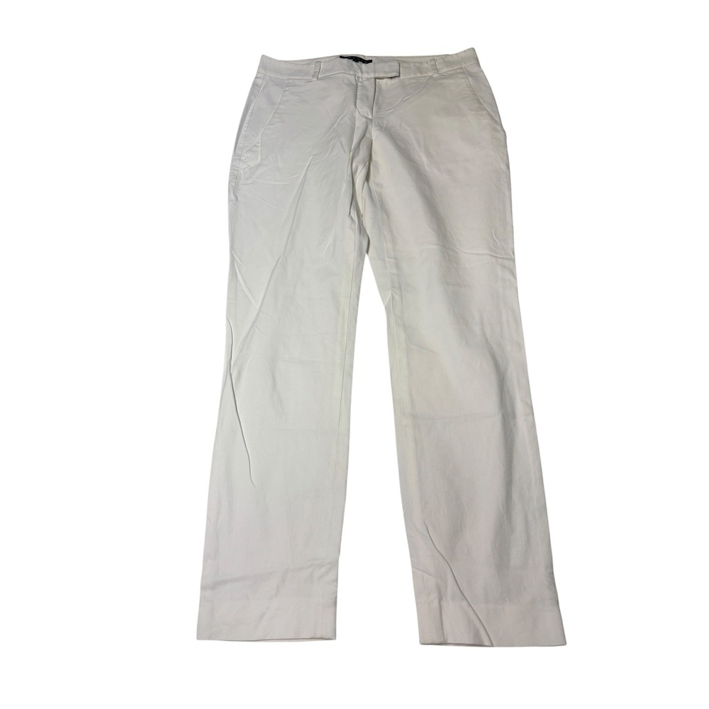 Theory Sienna Bistretch White Straight Leg Trousers Pants Womens USA 4 W30 L28